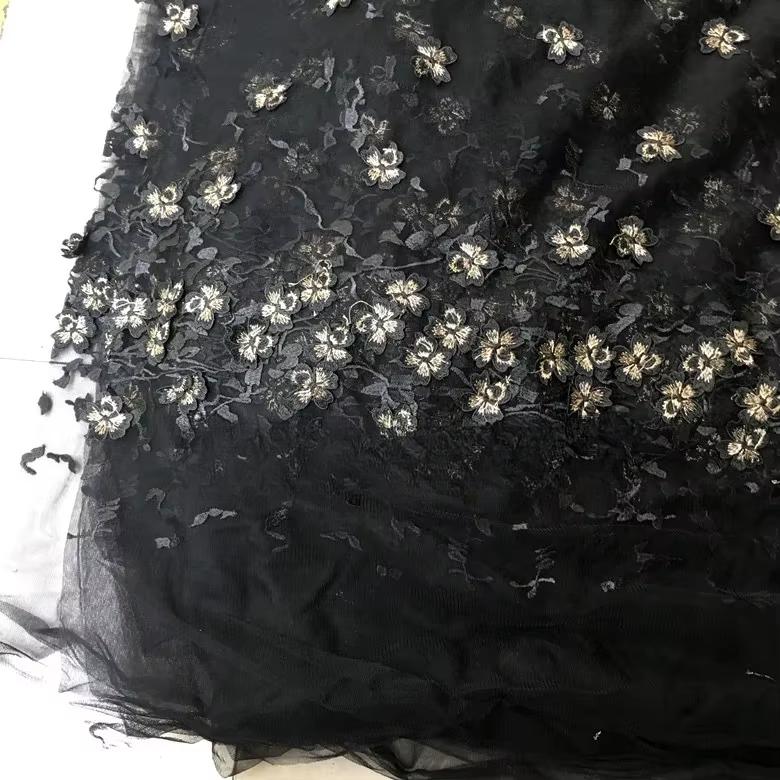 50x125cm Bleu Clair Rose Broderie Dentelle 3D Fleur Tissu Tissu pour Robe Vêtement Fond pour Mariage Senior Tournage en Direct