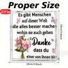 1 German Thank You Plaque - Elegant Gratitude Decor with Floral and Butterfly Patterns, Transparent Acrylic Tabletop Ornament for Birthday