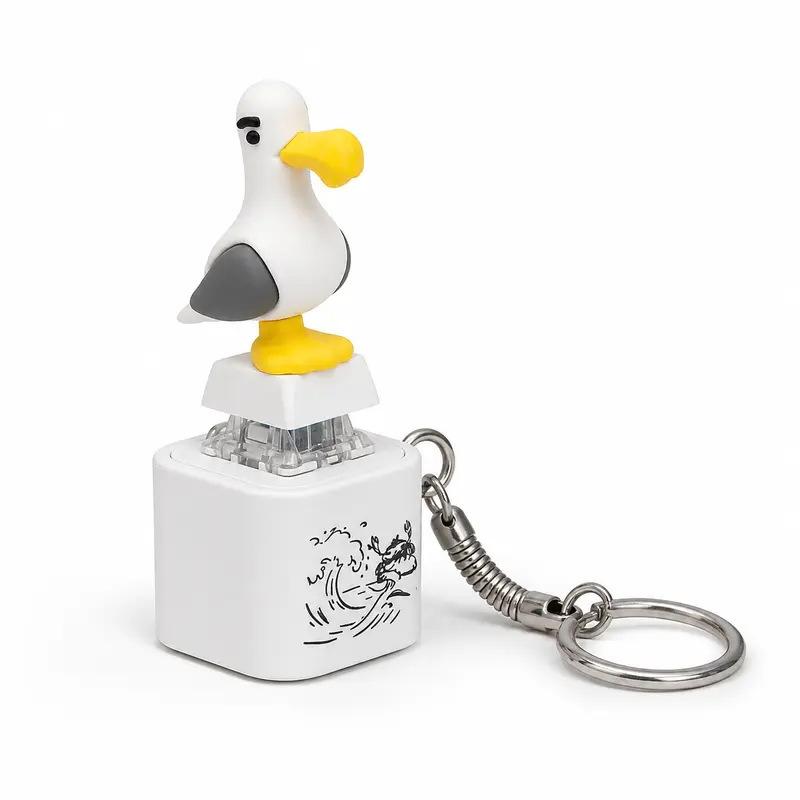 Mijn Zeemeeuw Keycap Sleutelhanger Lichtgevend Geluid Makend Stressverlichter Creatief Fidget Speelgoed Draagbare Elektronische Hanger Voor Volwassene