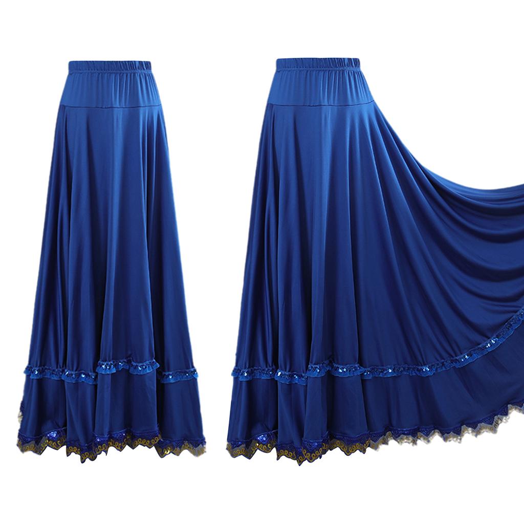 Women Ballroom Flamenco Dance Skirts Lyrical Ballroom Flowy Maxi Skirts for Ballet Classical Ethnic Dance Performance Costumes