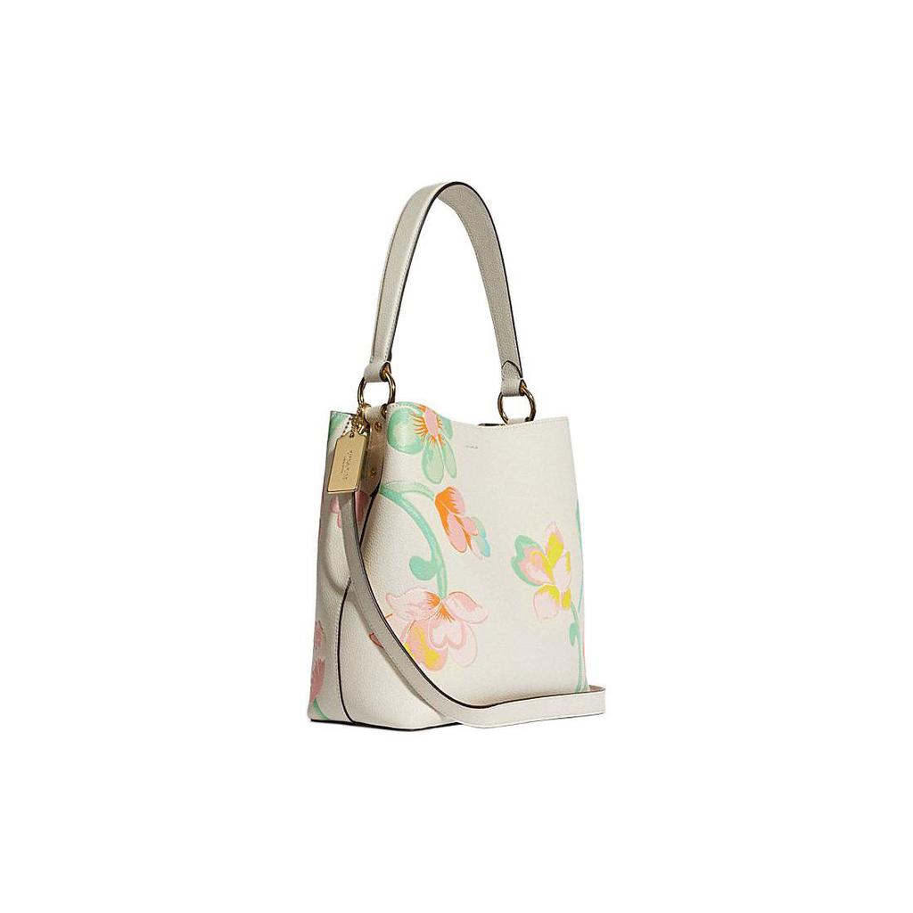 Coach Town Leather Zipper Compartment Cowhide Shoulder Tote Crossbody Bag Medium Women bags White C8609-IMCAH