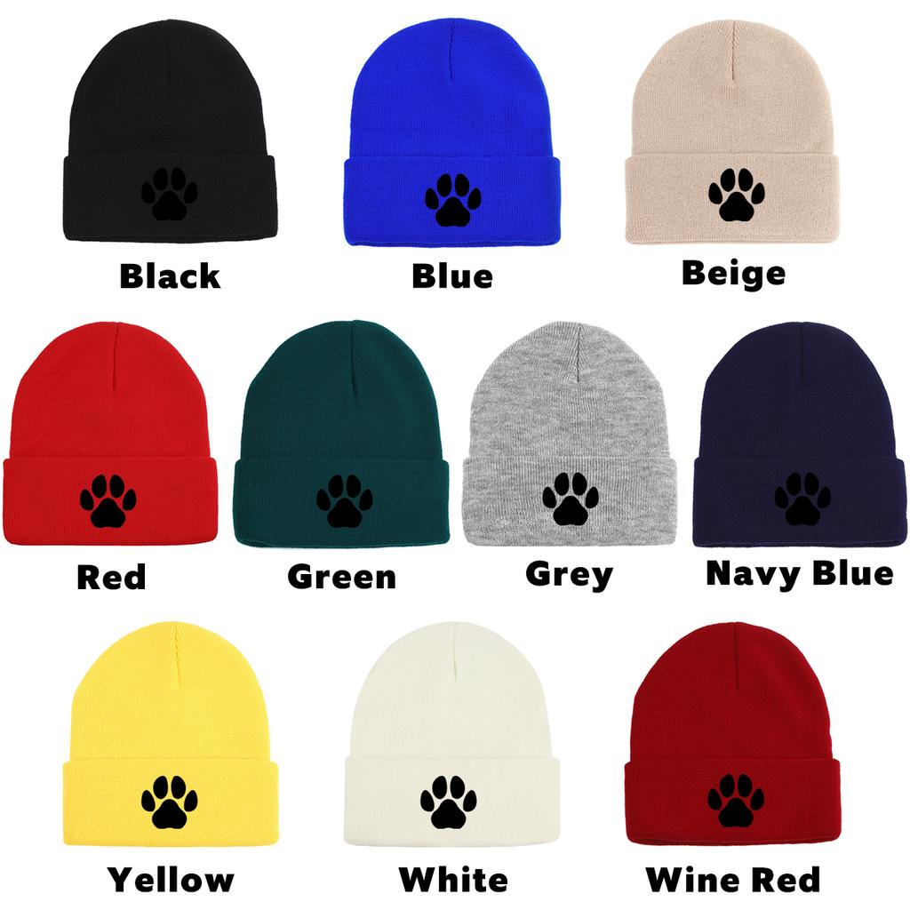 Multiple Colors Of Dog Paw Prints Winter Hats Unisex Cap Beanie Hats For Man Thermal Cozy Knit Hat Beanie Perfect For Travelling