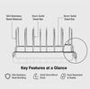 IMEEA Dish Stand, Draining Rack, Stainless Steel, W30.5 x D10 x H12cm, Dish Rack with 6 Compartments, Storage, Dish Drying, Space-Saving, Silver