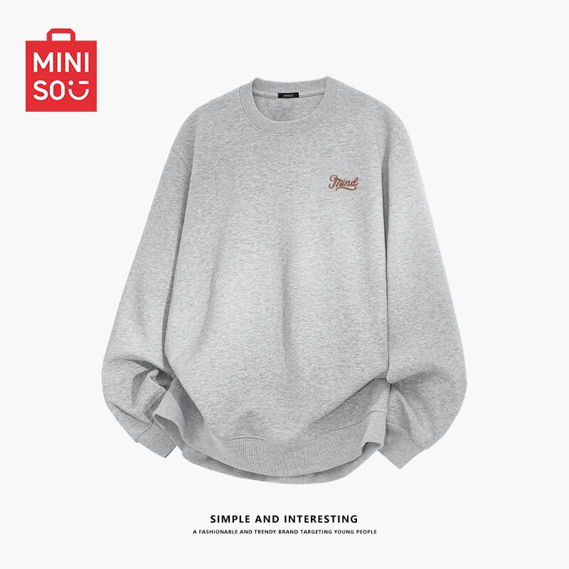 MINISO Men's Retro Loose Fit Pullover Sweatshirt
