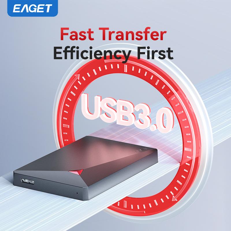 EAGET Dual-Disk Portable Hard Drive - Expand Storage, Boost PC Speed, Plug and Play for PC, Mac, Android