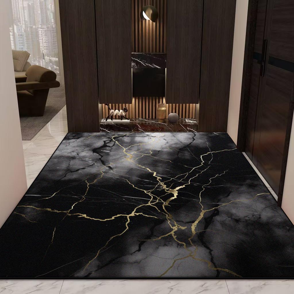 Covor Decorativ Senior Stil Marmură pentru Living Fără Scame Antiderapant Decor Cameră de Jocuri Covor Moale Măsuță de Cafea Mat Ușor de Curățat