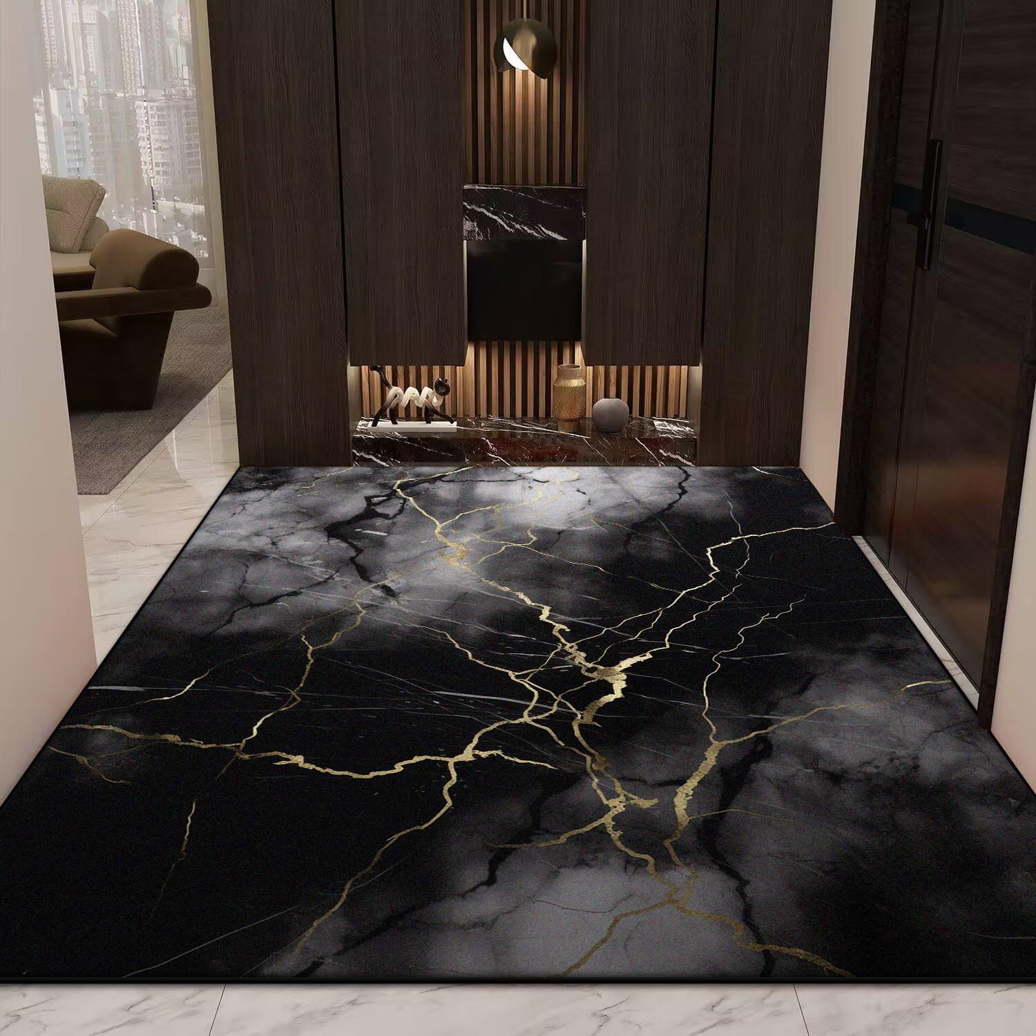 

Marble Senior Decorative Rug for Living Room Lint-free Antiskid Soft Carpet Easy Clean Coffee Table Mat 80*120cm