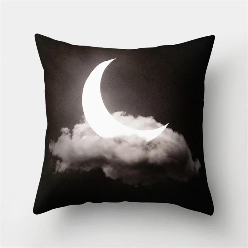 Blue Retro Moon Star Pillowcase Car Ornaments Office Living Room Home Pillowcase