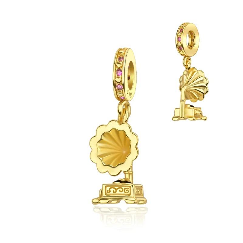 925 Silver Music Instrument Charms Piano Headphone Trumpet Violin Pendant Beads DIY Bracelet Necklace Gift for Her