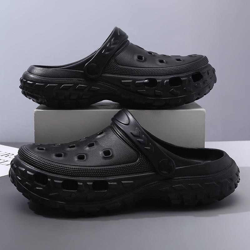 Hole shoes thick-soled men's summer wear non-slip bag head drag tire sole height increase breathable couple non-smelly feet beach shoes