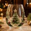 Bicchiere Resistente al Calore Bicchiere Natalizio 3D, Tazza Scolpita Babbo Natale Pupazzo di Neve Albero, Trasparente per Caffè Freddo Decorativo Bicchiere per le Feste, Festivo