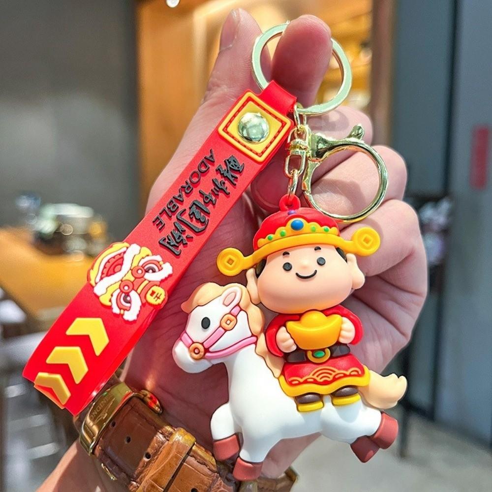 Little God of Wealth Horse Year Keychain Chinese Style New Year Keyring Girls' Schoolbag Pendant