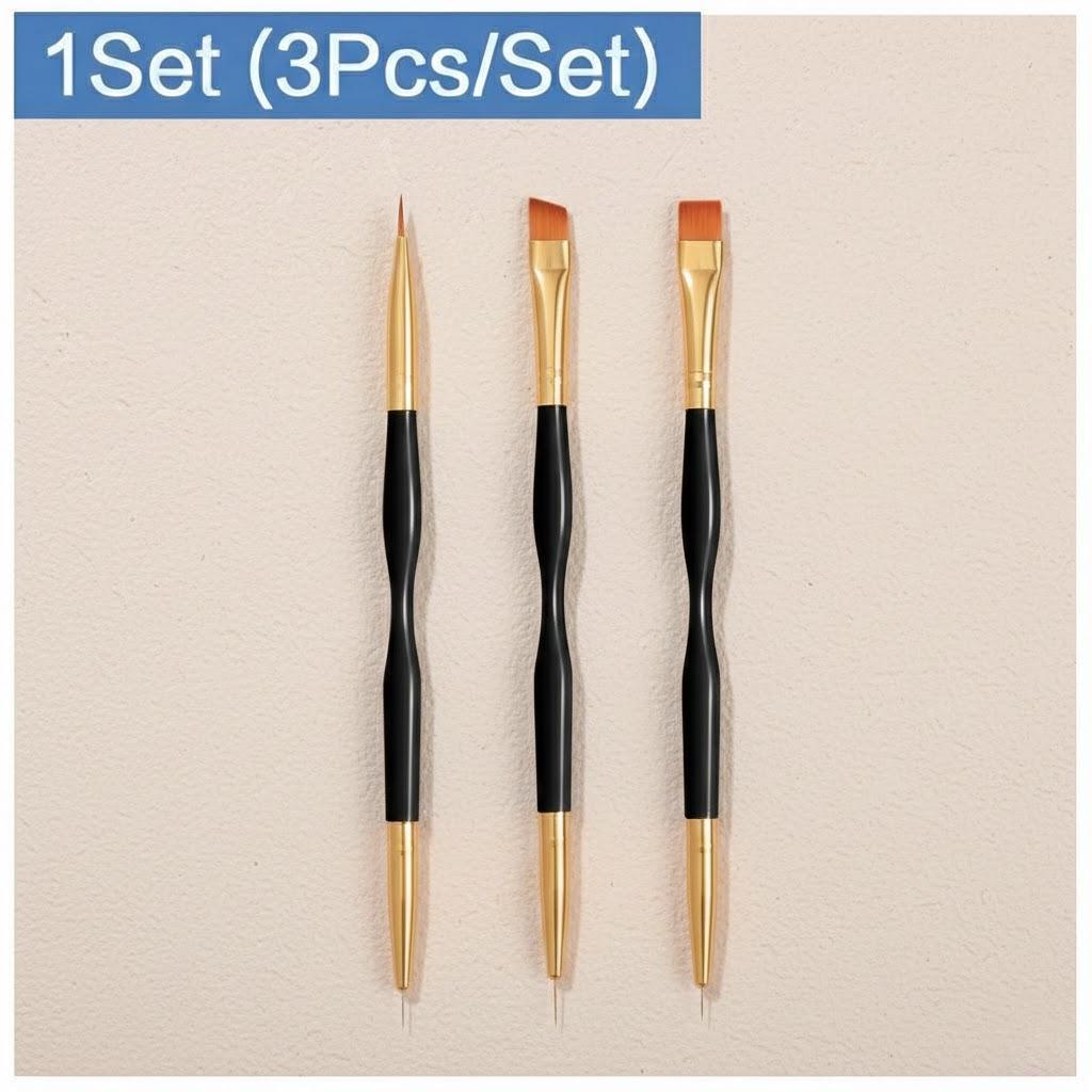 

French Stripe Nail Art Line Brush Set 3 Piece Professional Nail Painting Brush Set Beauty Salon Tools чёрный