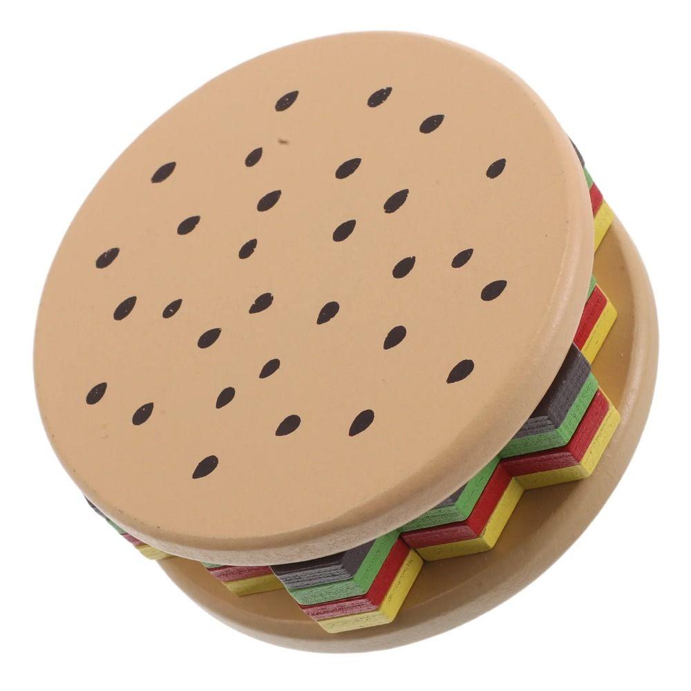 Hexagonal Sleeve Column 3D Burger Puzzle Toy Montessori Stacking Toys  Children Early Learning