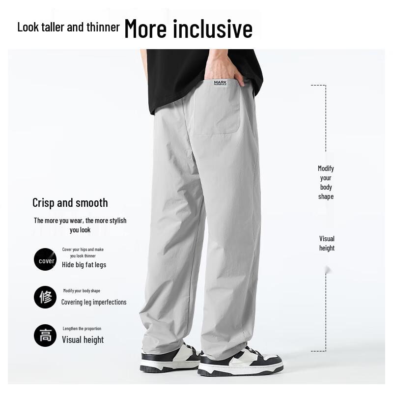 Mark Fairwhale Men's 2025 Summer Loose Breathable Curved-Leg Straight Casual Pants