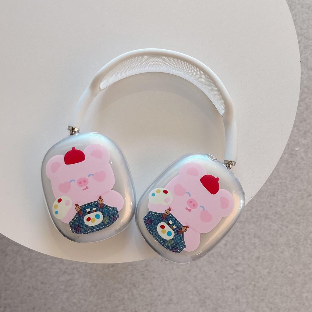 Cartoon Cute Pink Pig for AirPods Max Protective Cover Apple Headgear Earmuffs Earphone Case Tpu