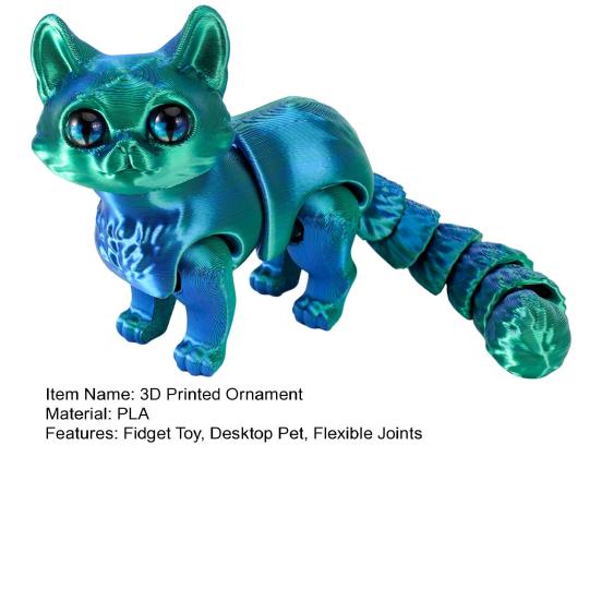 3D Printed Cat Ornament Articulated Cat Figurine with Flexible Joints Desktop Pet Cat Fidget Toy for Stress Relief Kids Adults Gift