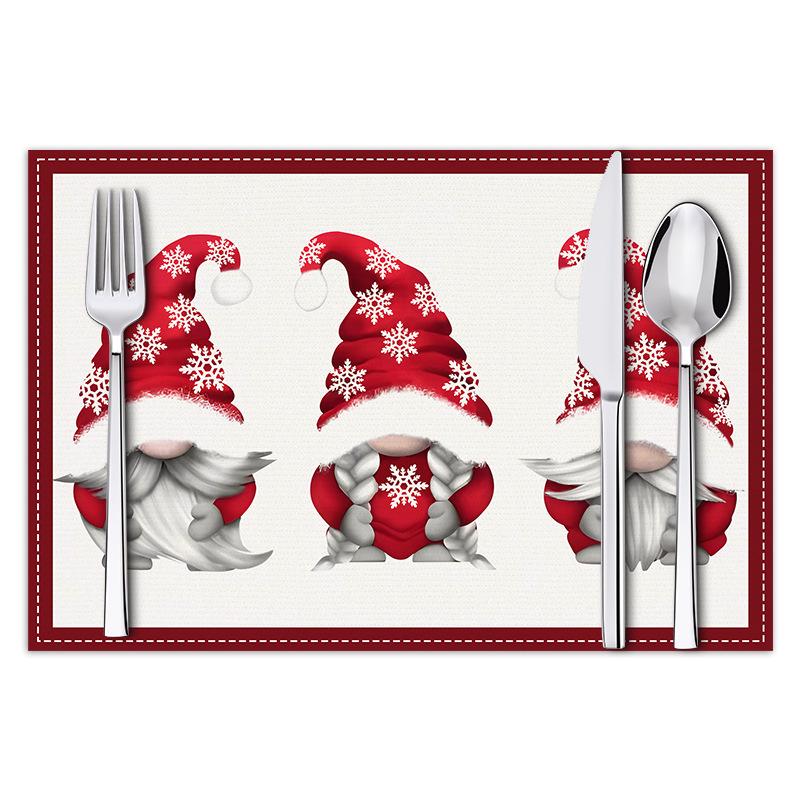 Christmas Gnome Placemats: Festive Kitchen & Dining Insulation Mats 30*45cm (White Linen)