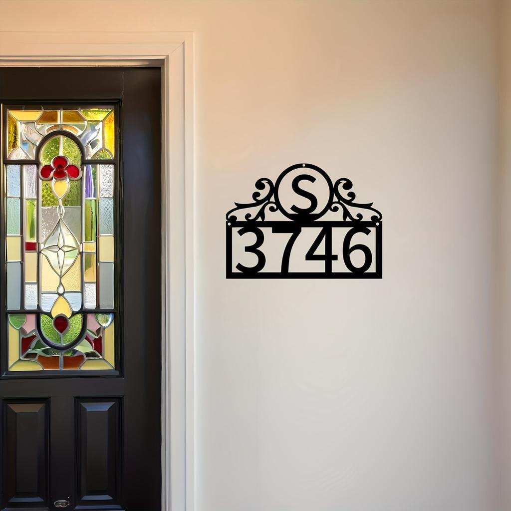 Custom Metal House Number Plate, Personalized Address Sign for Home Office Garden Decor, Elegant Laser Cut Design