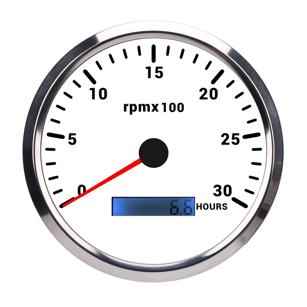 110mm 4-3/8in Tachometer 7 Color Backlight  9-32V 3000RPM Gauge with Hour Meter for Car Yacht RV Boat Truck Marine Tachometer