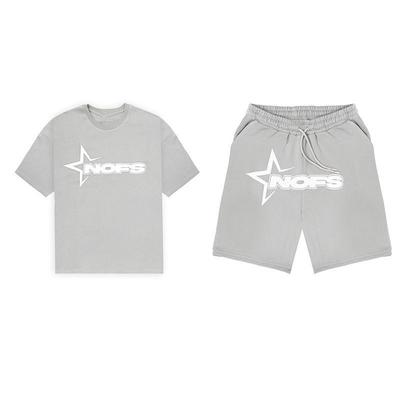 Letter Print Men Hip Hop Two Piece Set Summer Short Sleeve T-shirt And Shorts Streetwear