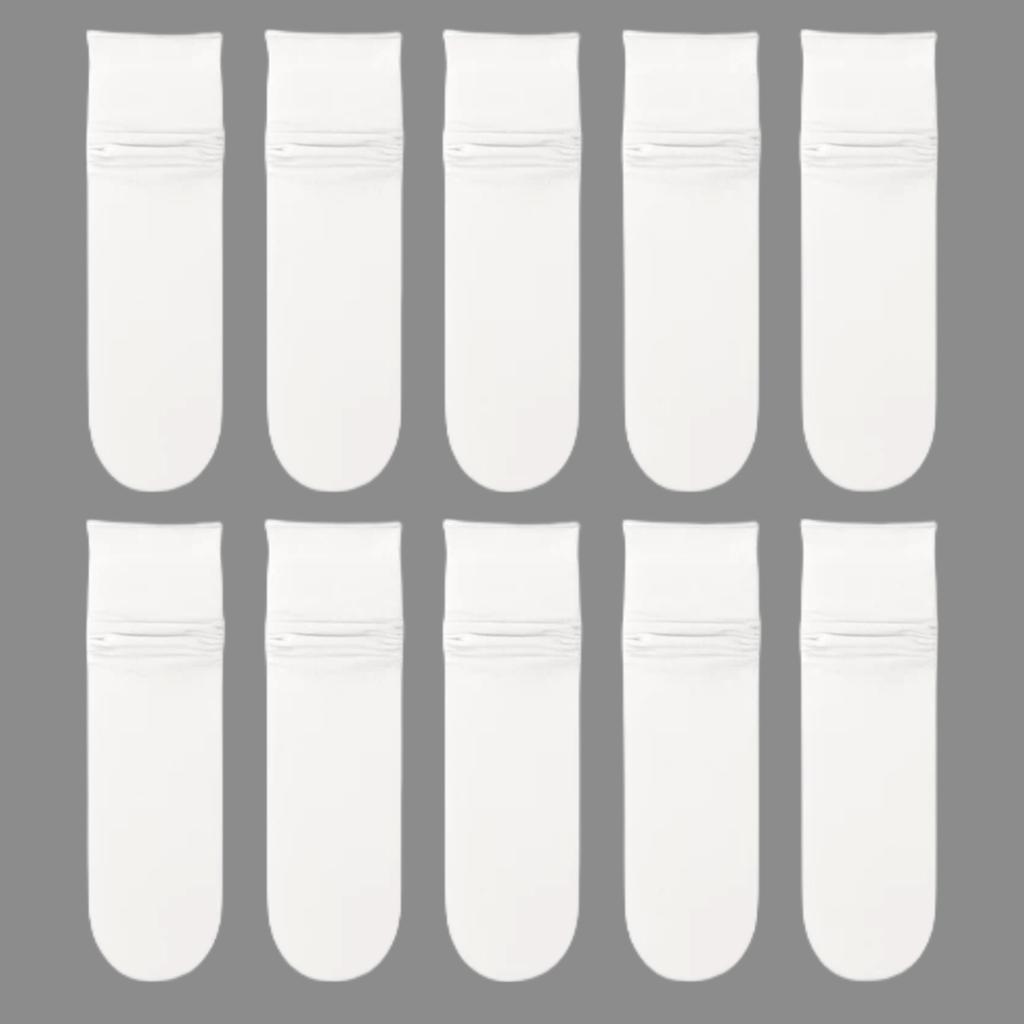 10 Pairs Thin Ice Silk Women's Long Tube Socks Summer Cool Mid Calf Socks Black and White Ice Ice Socks Pile Pile Ladies' Socks