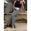 Fashion Striped Elastic Waist Straight Leg Wide Leg Pants Women Elegant Casual Loose Long Pants Spring Autumn Printed Simple Clothing