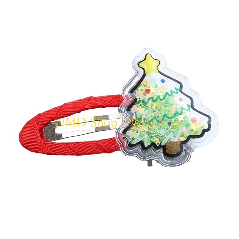 

49MD Cartoon Christmas Pattern Hair Clip Festival Headwear for Woman Girls Bangs Taking Photo Shopping Travel Anti-Slip