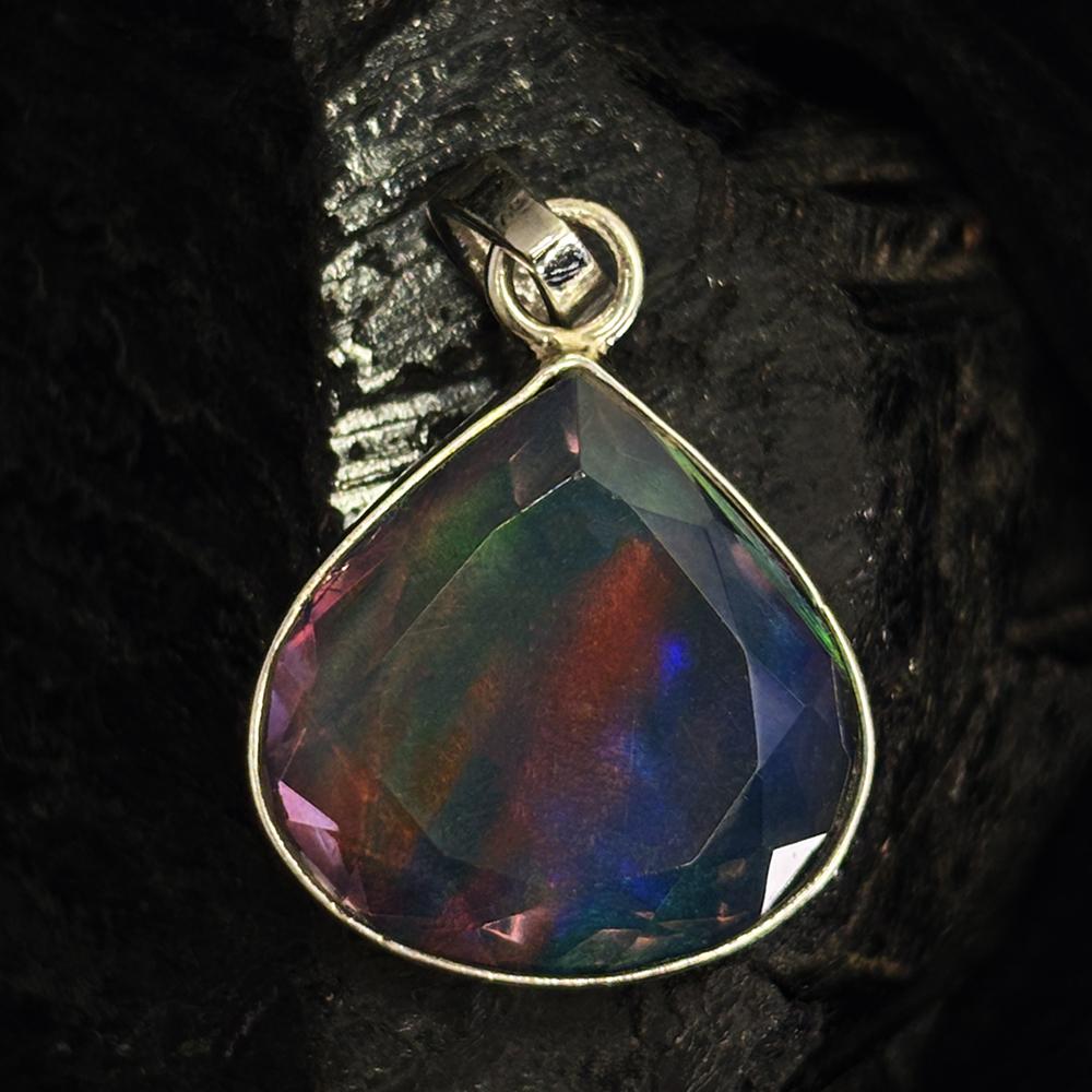 Top Quality Natural Opal 28 Ct Pear CERTIFIED 925 Sterling Silver Gems Pendant