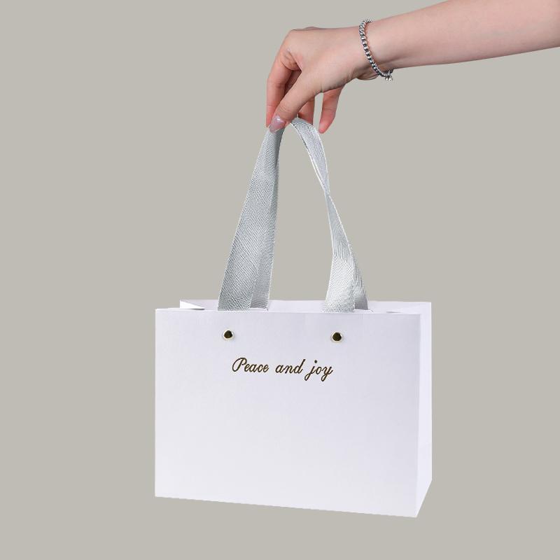 Premium High-Tensile Kraft Paper Bag with Logo Custom Print Ribbon Handle Boutique Bags