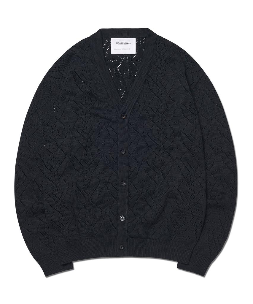 Nomanual T.B Punching Knit Cardigan - Black