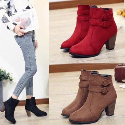 Outdooor Block Heeled Women Boots Spring Autumn Winter High Heel Vintage Shoes Women
