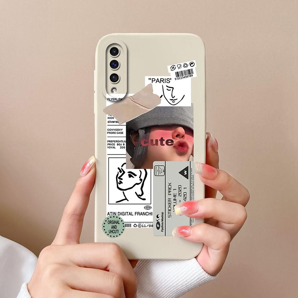 For Samsung Galaxy A50 A50S Phone Case Cartoon Liquid Silicone Full Coverage Anti Drop Shell For Samsung A 50 A50 S Bumper Funda