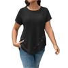 Women's Loose Fit Short Sleeve Casual T Shirt Asymmetric Hem Button Detail Lightweight Soft Fabric Comfortable Everyday Wear