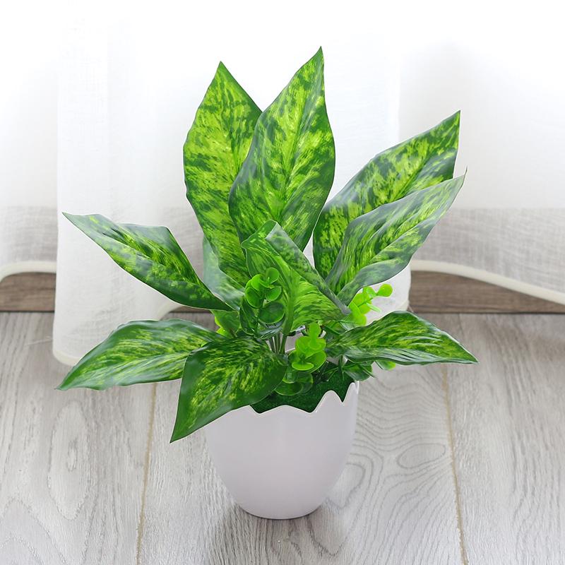 Ornements de Plantes Artificielles Vertes Premium pour Bureau - Décor Herbe et Fleurs en Soie