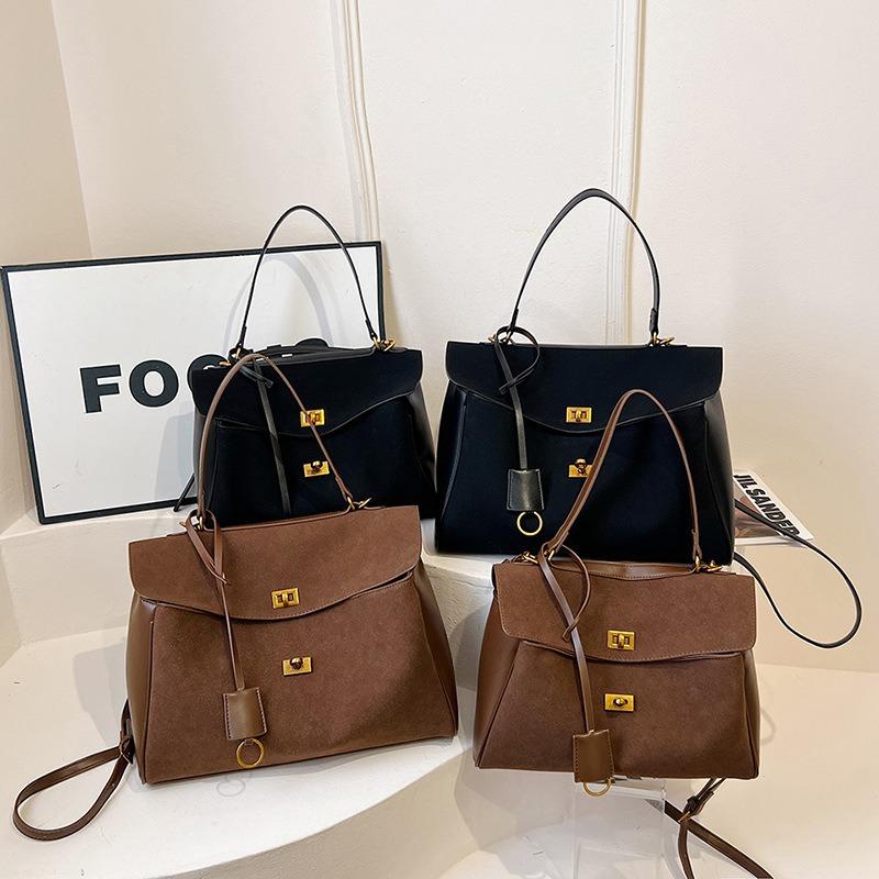 Vintage suede tote bag large capacity women's bag new shoulder messenger bag commuter handbag