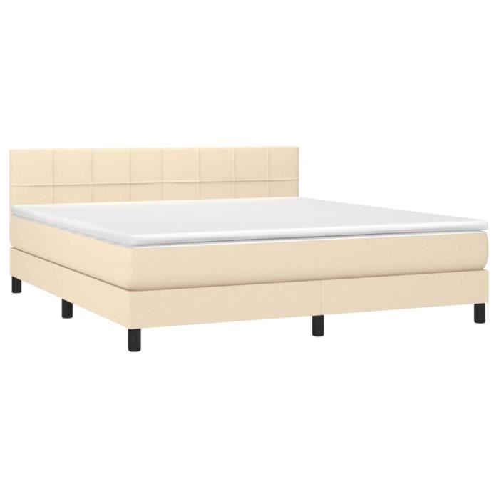 3140070 vidaXL Lit à sommier tapissier avec matelas Crème 160x200 cm Tissu