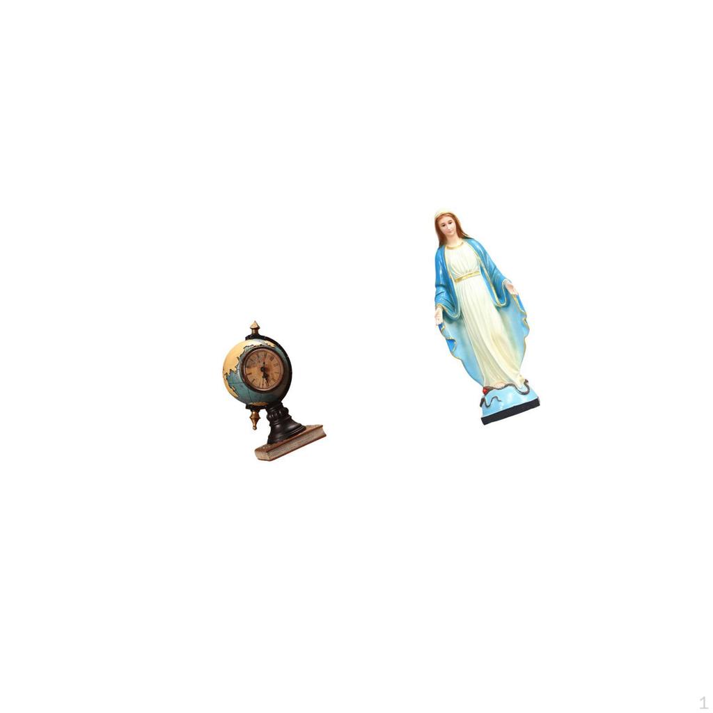 Modern Graceful Globe Lady Statue Table Clock Art Craft Ornament for Office Bedroom Shelf Cabinet