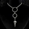 New Gothic Personality Stainless Steel Skull Pointed-beaked Bird Thick Chain Round Ring Necklace for Men Women Halloween Jewelry