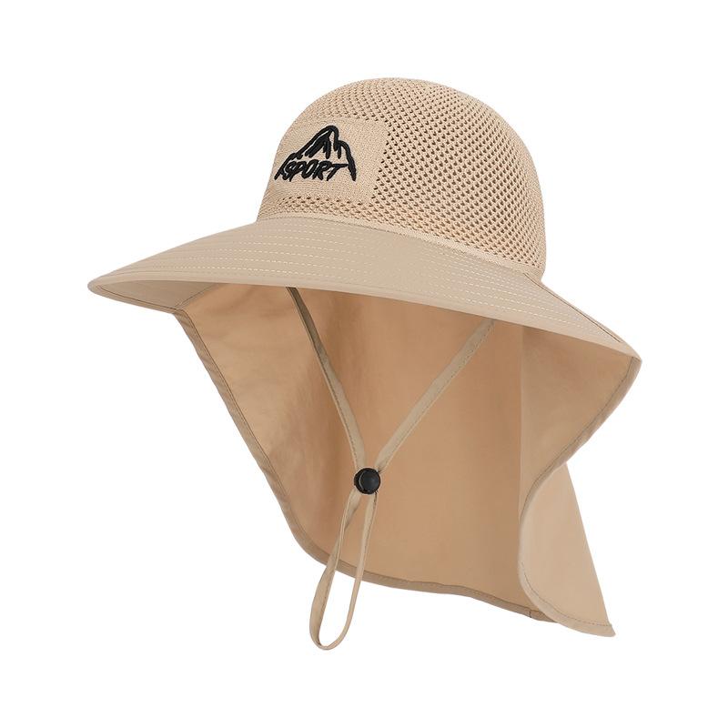 

Summer Outdoor Sun Hat for Unisex with Large Eaves Shawl Neck Protection Fisherman Hat Mountaineering Fishing Mesh Breathable Sunscreen Hat хаки