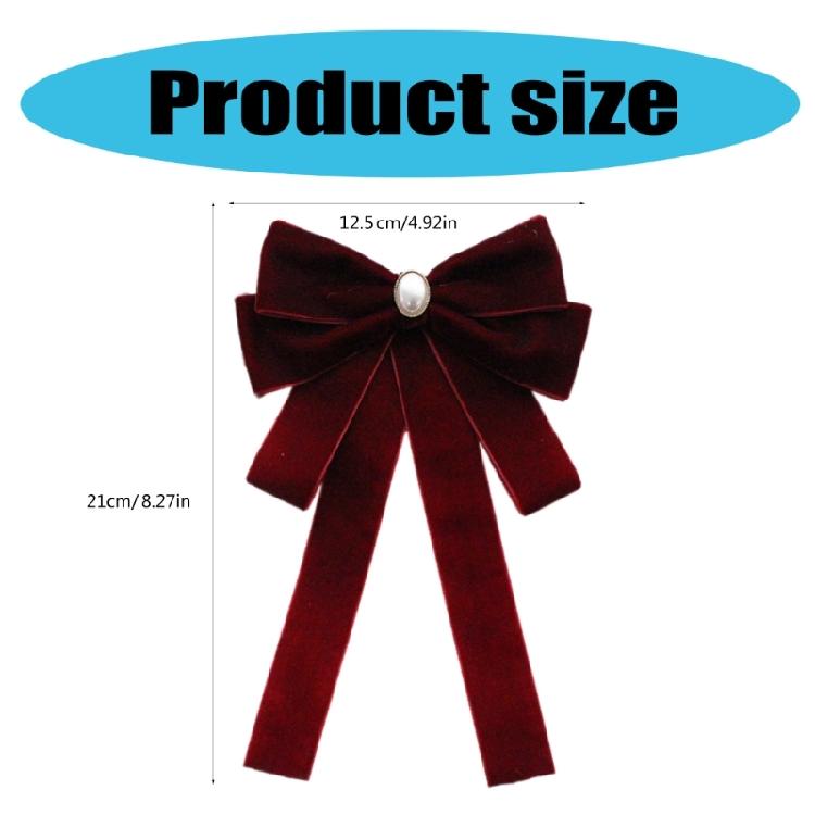 Vintage Velvets Bows Tie Brooch Pin for Women Rhinestones Pearls Uniform Pre Tied Bowknot Corsage Necktie Accessories