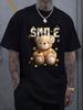 Cartoon Bear Graphic Printed Short-sleeved Luxury Cotton T-shirt Summer Unisex Men Women Casual Loose Fashion Trendy Clothing