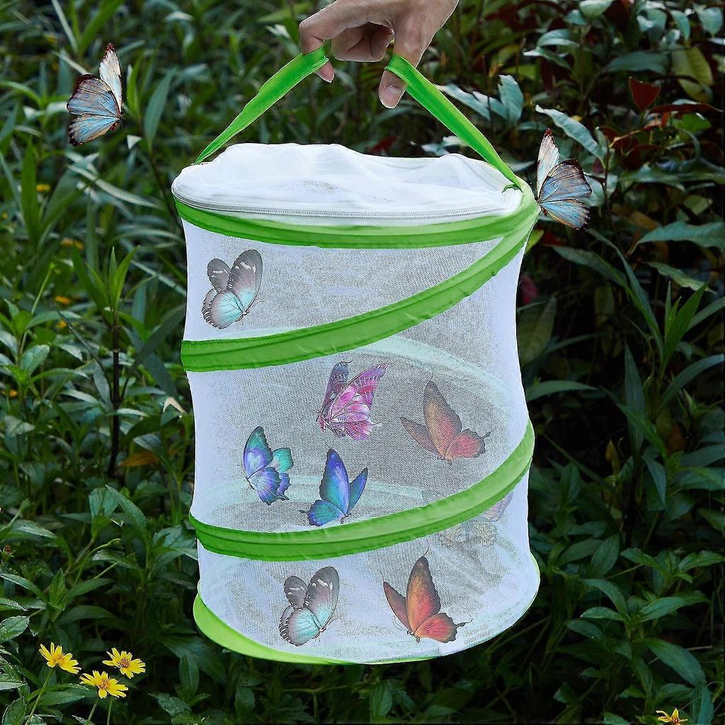 2 Pieces Foldable Insect Butterfly Perch Cage Giant Foldable Caterpillar Perches