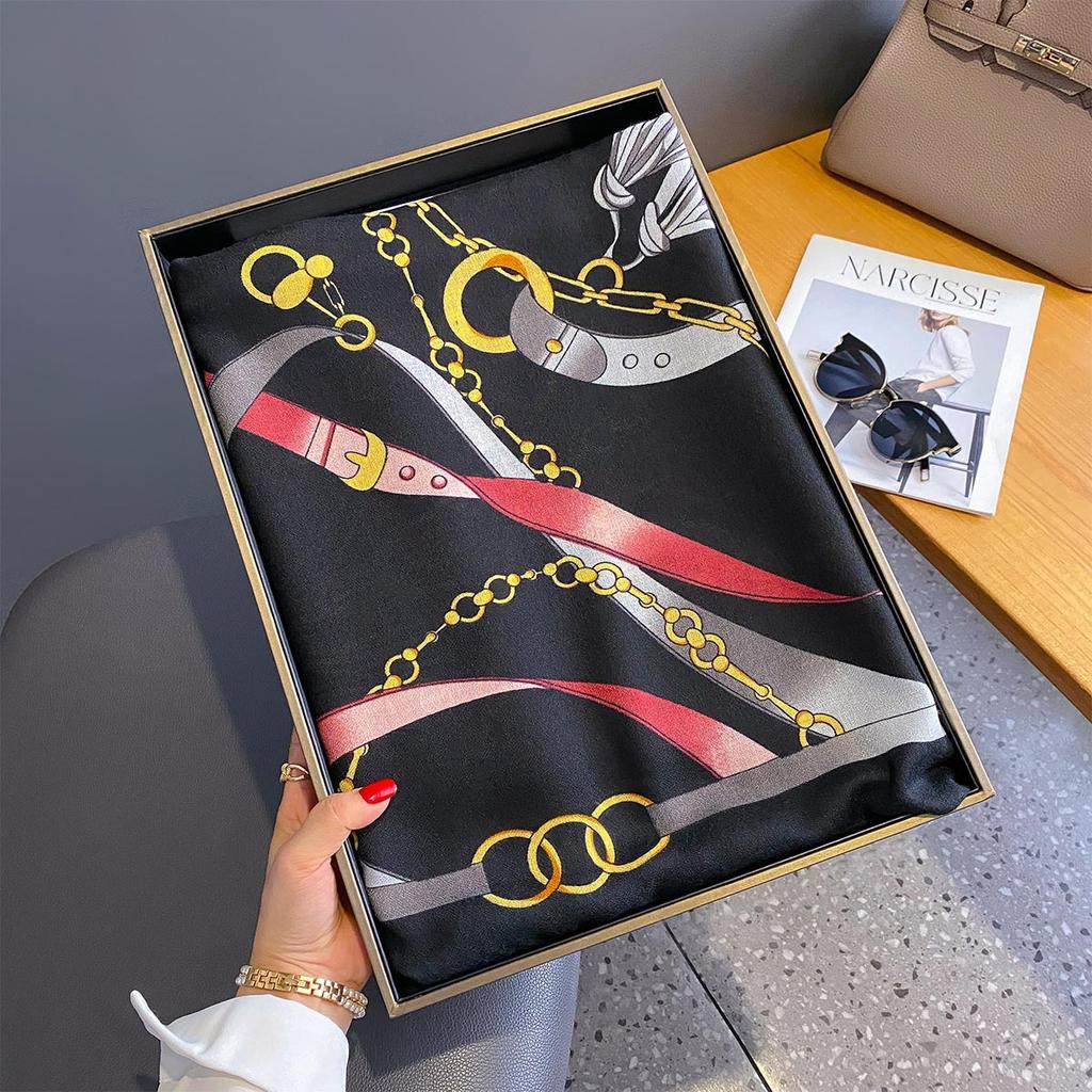 Luxury Print Scarves Women Fashion Design Scarf Foulard Headband Bufanda Headscarf Spring Autumn Cotton Linen Pashmina Foulard