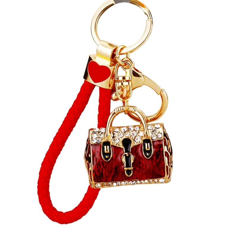 Fashion Bag Shape Crystal Keychain Girl Bag Pendant Car Pendant Creative New Rhinestone Keyring