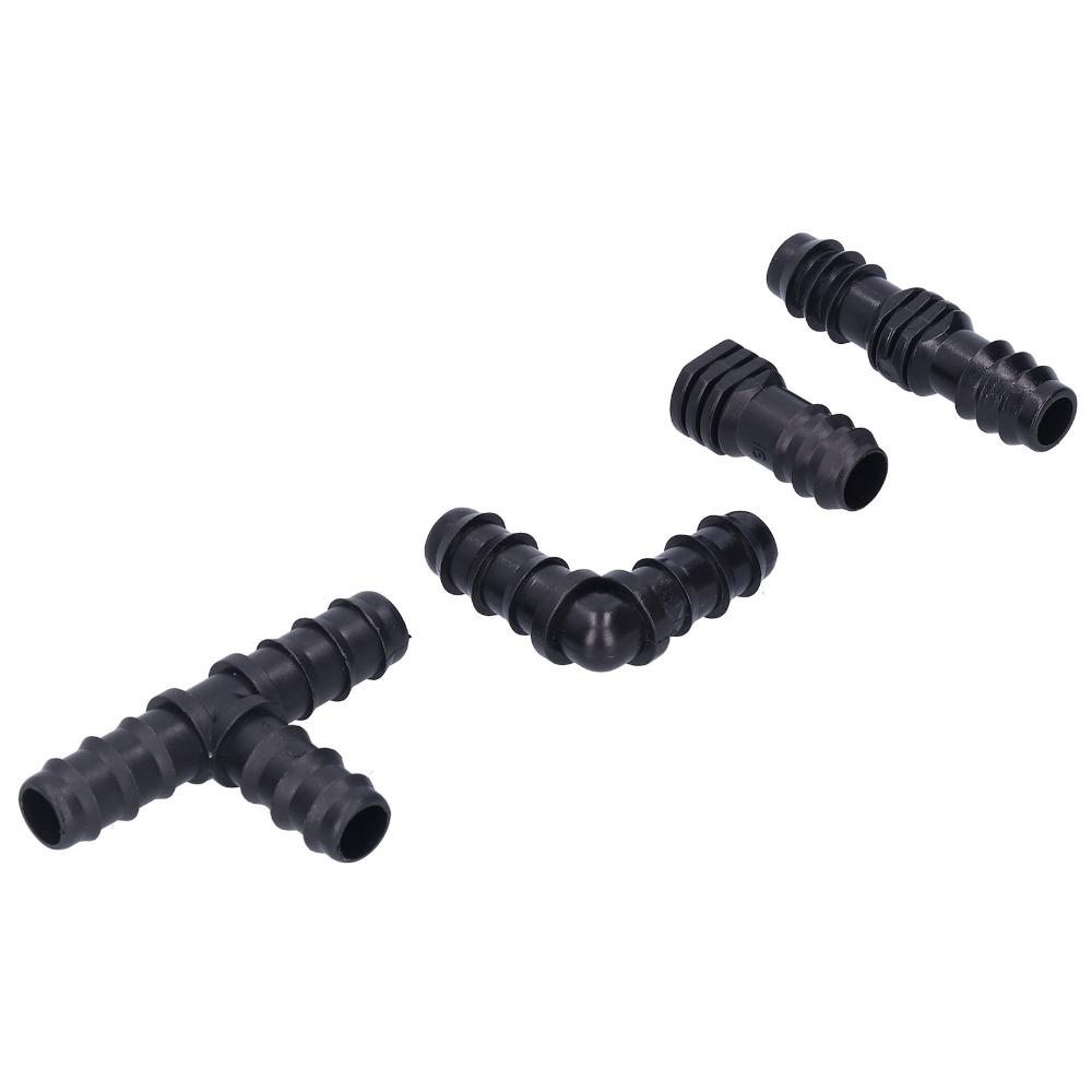 24Pcs Black Watering System ABS Barbed Connector Durable Irrigation Accessory  Patio Irrigation