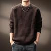 Men's High-End Waffle Knit Sweater: Autumn Winter Warm Casual Pullover