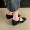 French evening breeze temperament commuter single shoes female 2023 new autumn Korean version fairy thick heel Mary Jane small leather shoes