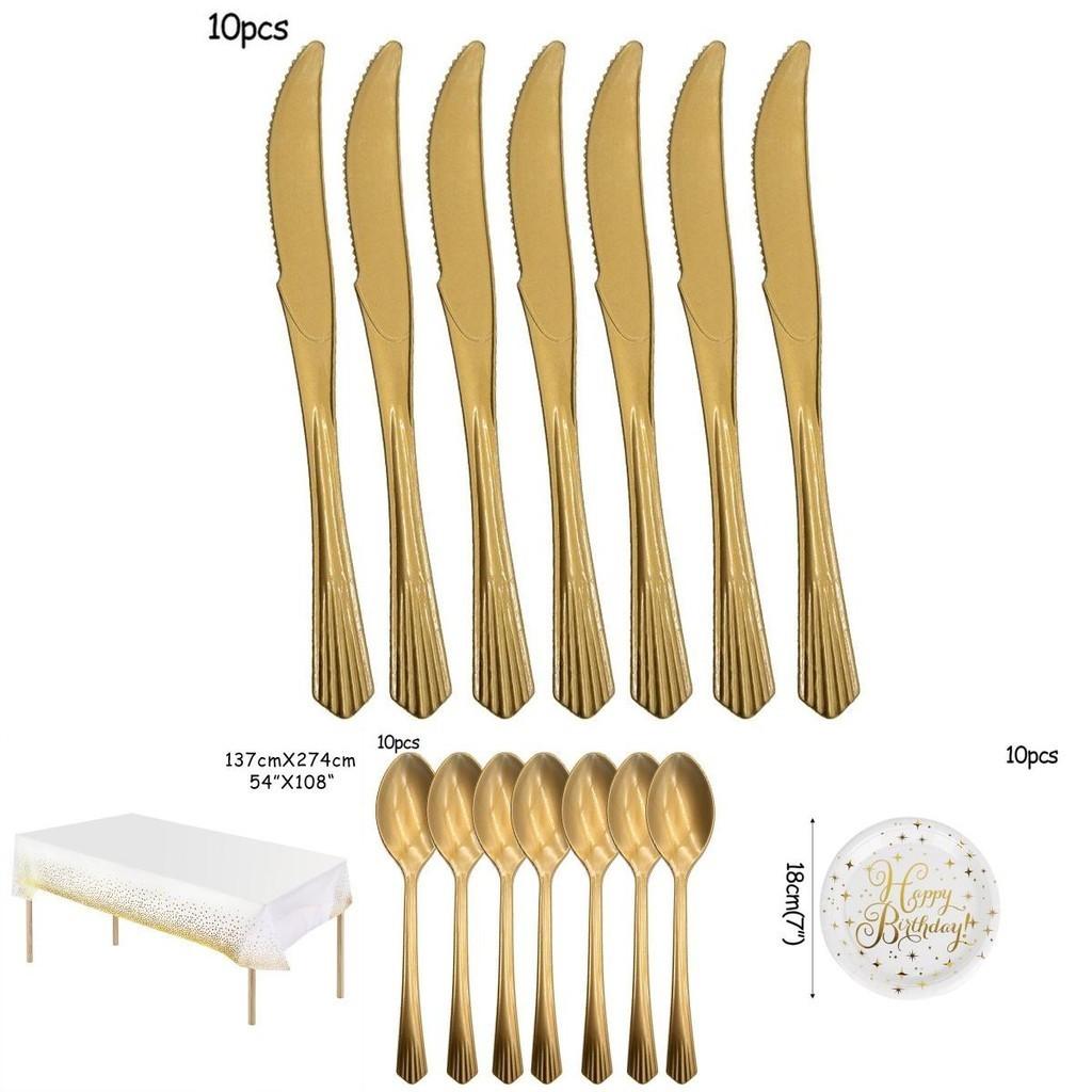 Wesołe Złote Kropki Stemplowanie Dekoracje na Przyjęcie Urodzinowe Jednorazowa Kolekcja Zastawy Stołowej