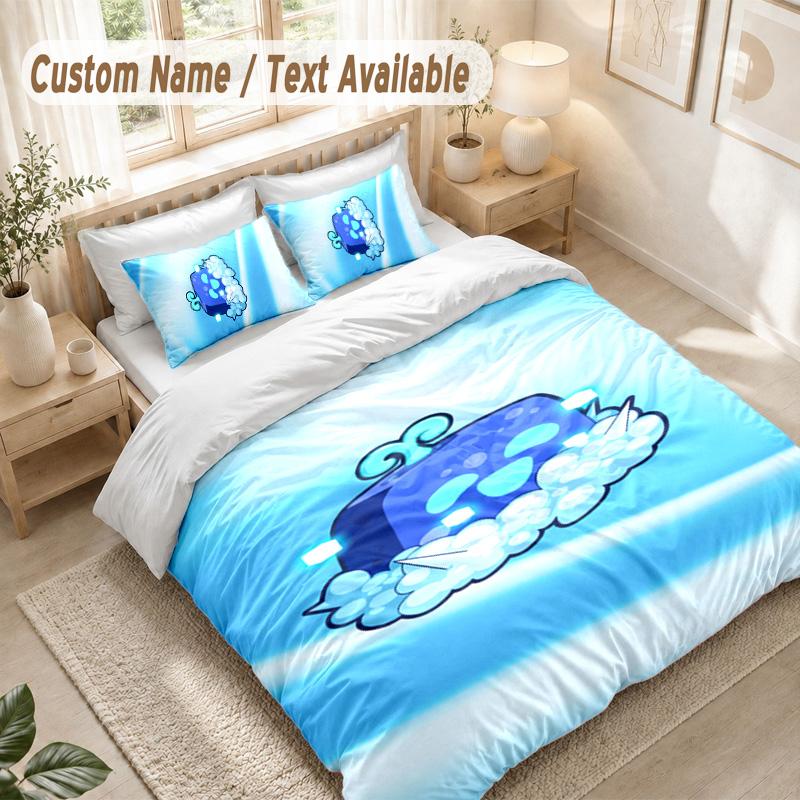 Blox Fruits Bedding Set, 1 Duvet Cover & 2 Pillowcases Soft Comfortable Bedroom Home Textile Decor